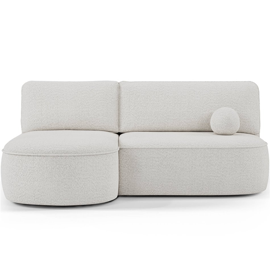Corner sofa Elivosa L, sleeping function, Royal 01, boucle, white, H93x220x144cm