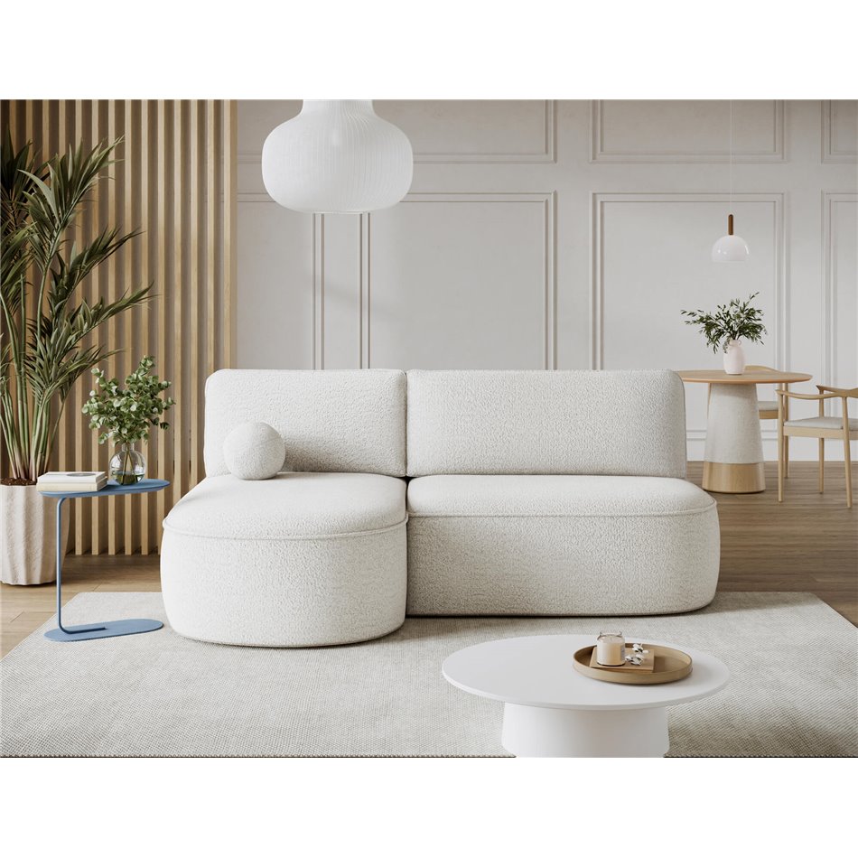 Corner sofa Elivosa L, sleeping function, Royal 01, boucle, white, H93x220x144cm