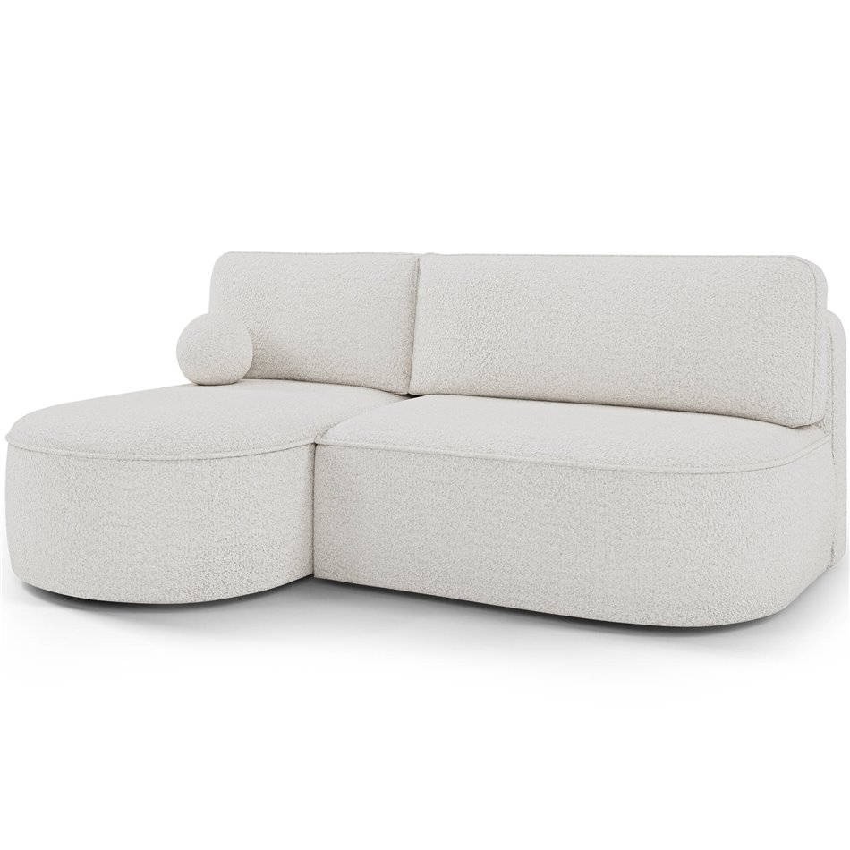 Corner sofa Elivosa L, sleeping function, Royal 01, boucle, white, H93x220x144cm