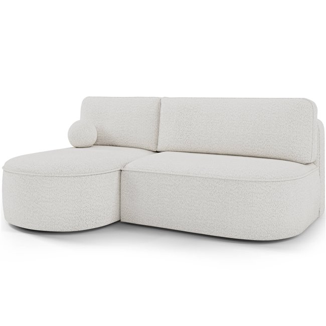 Corner sofa Elivosa L, sleeping function, Royal 01, boucle, white, H93x220x144cm