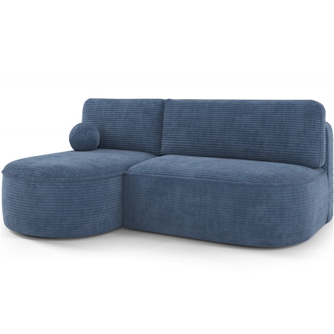 Corner sofa Elivosa L, sleeping function, Jarell 40, corduroy, dark blue, H93x220x144cm