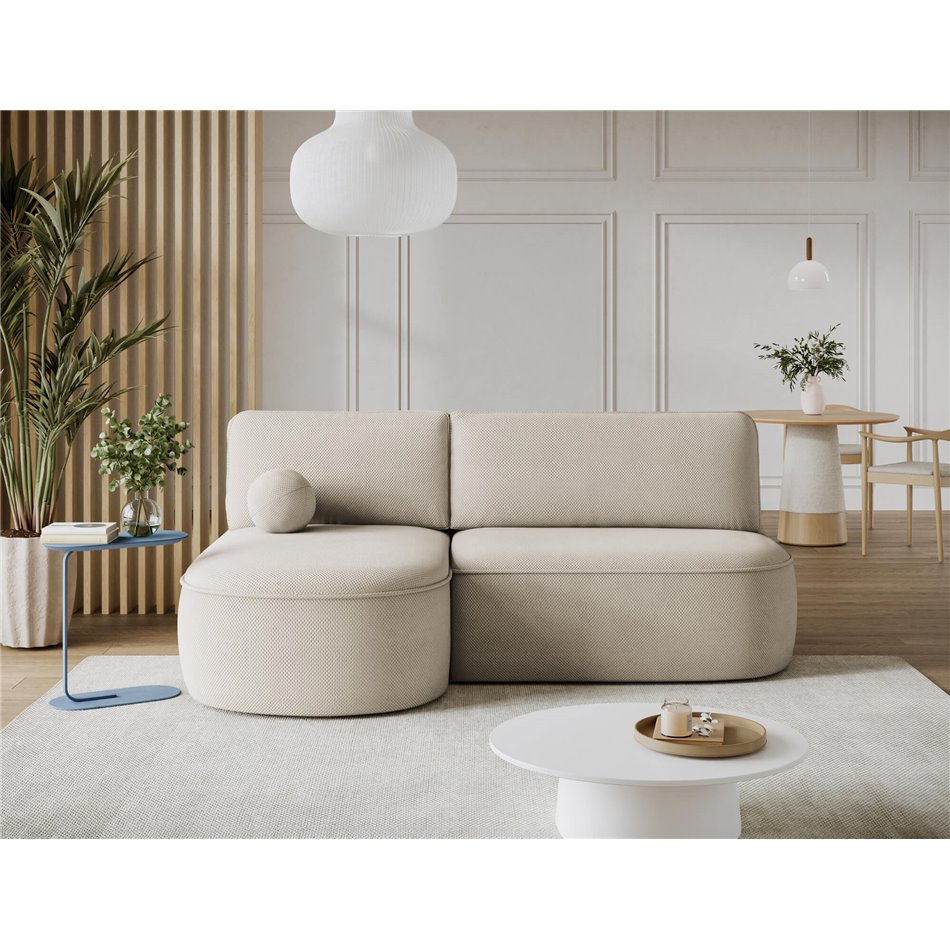Corner sofa Elivosa L, sleeping function, Calmora 18, beige, H93x220x144cm