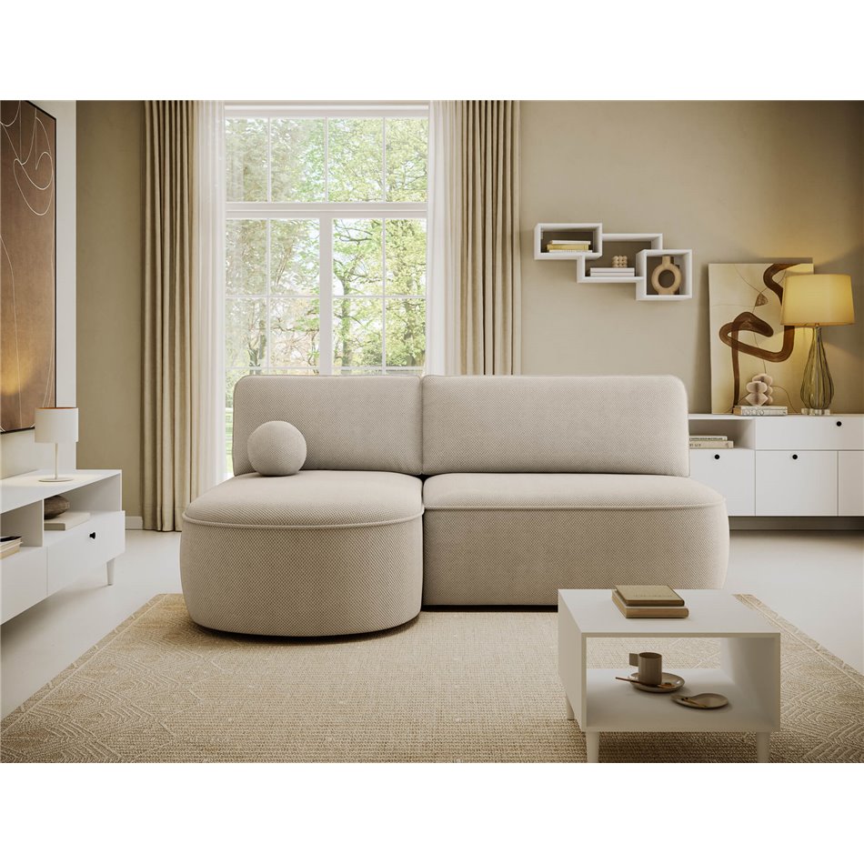 Corner sofa Elivosa L, sleeping function, Calmora 18, beige, H93x220x144cm