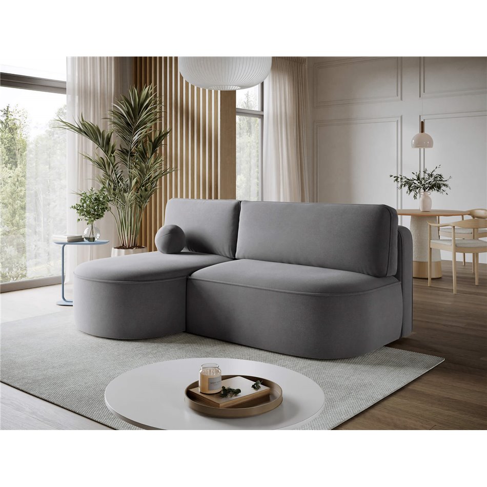 Corner sofa Elivosa L, sleeping function, Poco 04, grey, H93x220x144cm