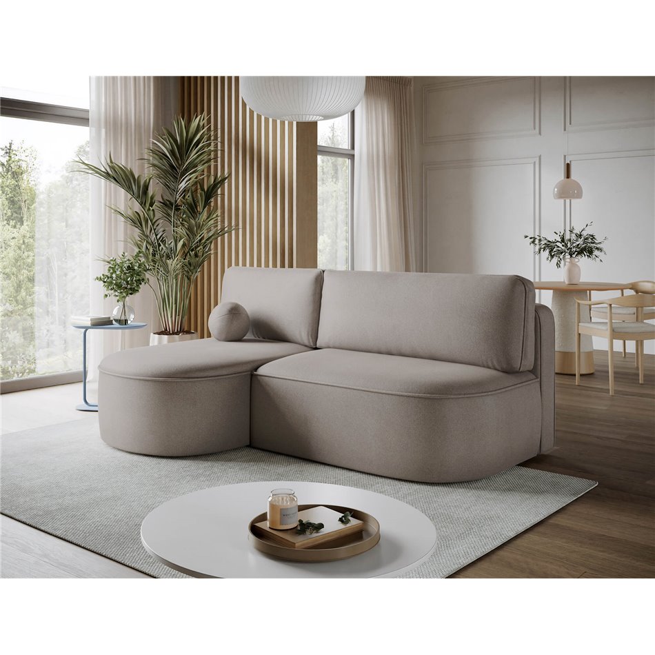 Corner sofa Elivosa L, sleeping function, Sola 18, beige, H93x220x144cm