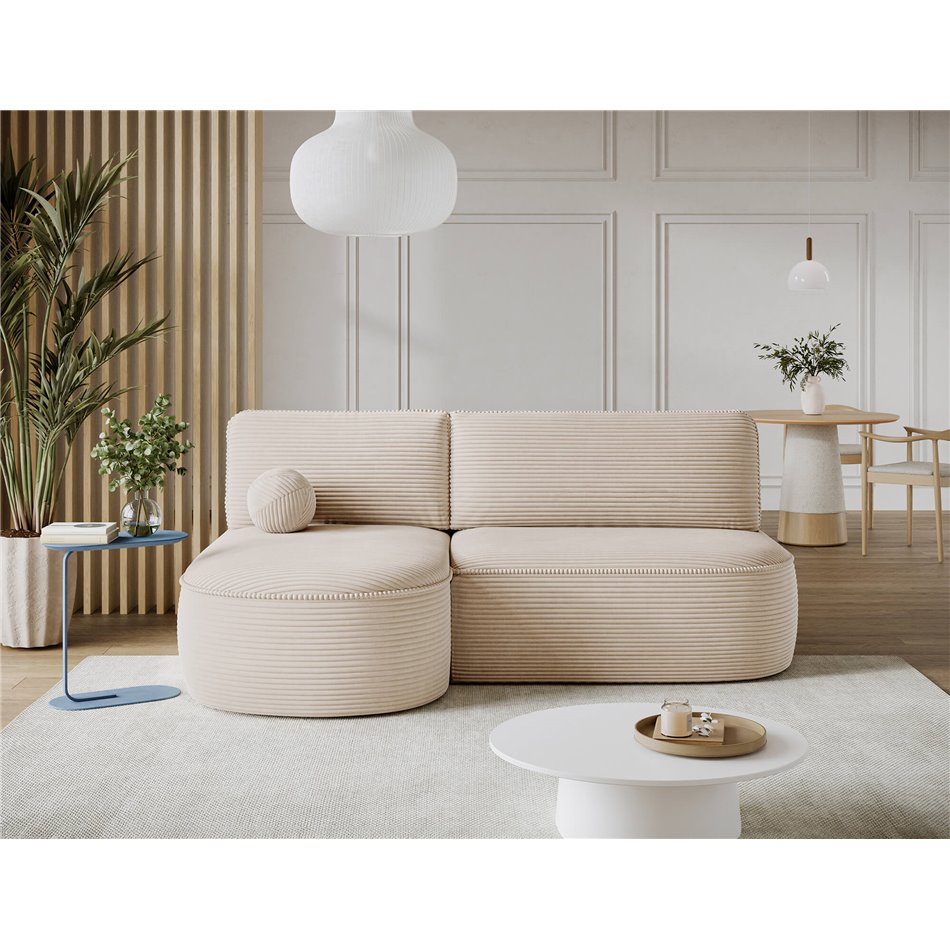 Corner sofa Elivosa L, sleeping function, Jarell 18, corduroy, beige, H93x220x144cm