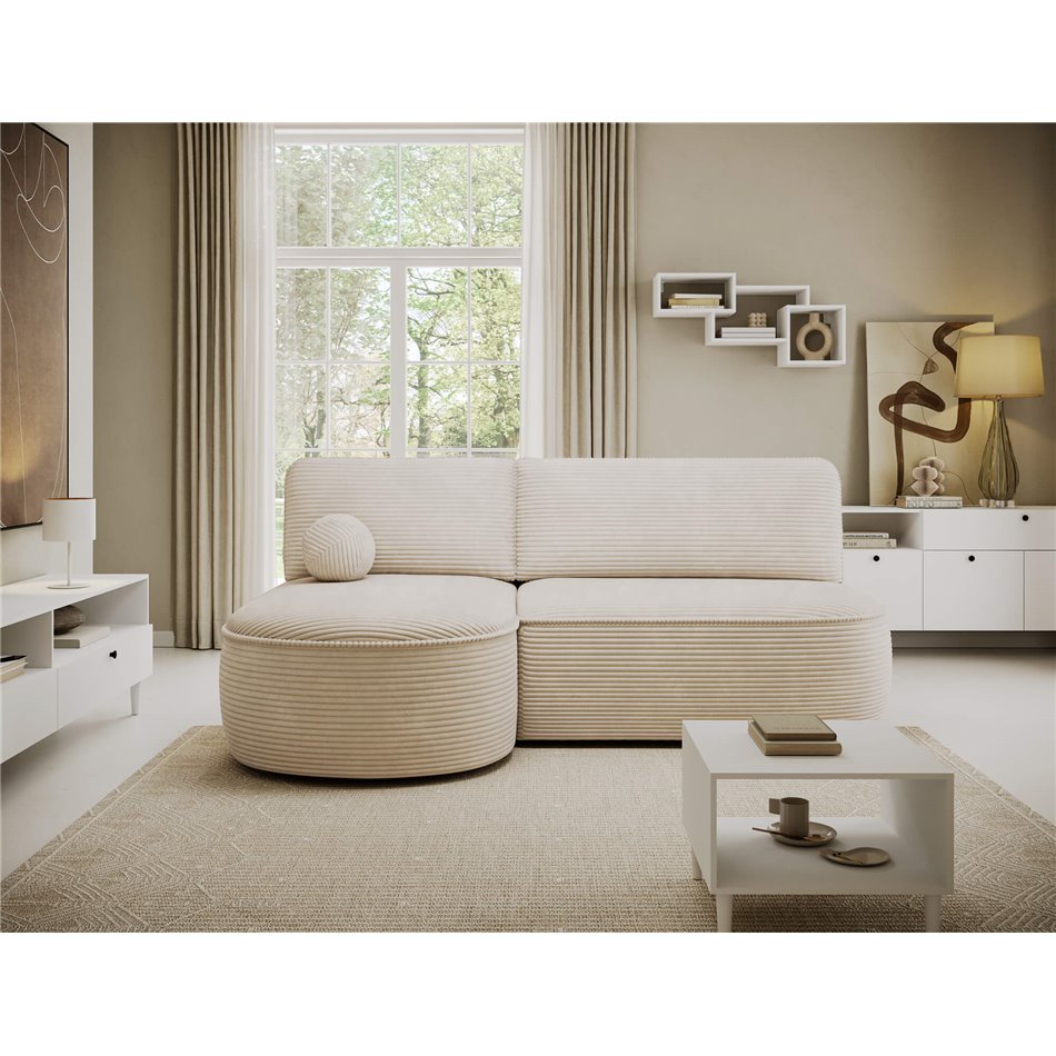 Corner sofa Elivosa L, sleeping function, Jarell 18, corduroy, beige, H93x220x144cm