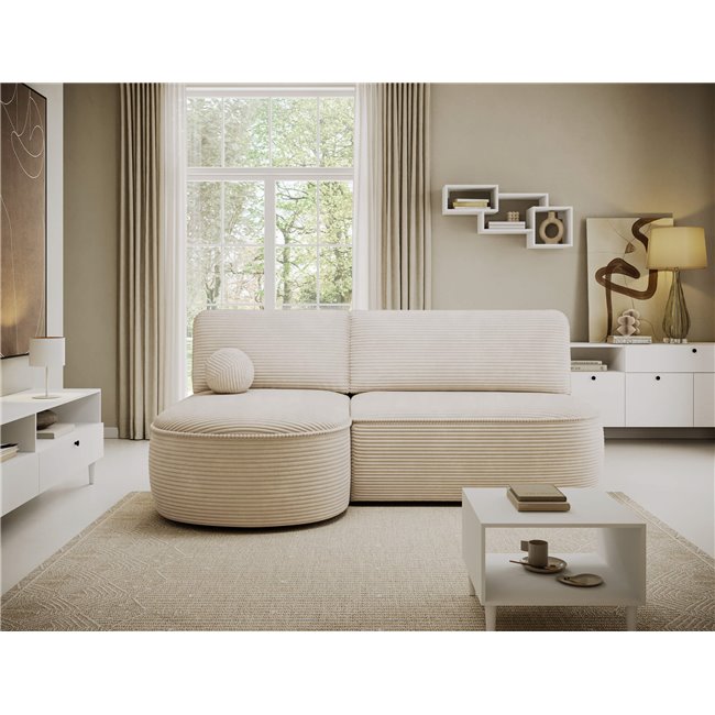 Corner sofa Elivosa L, sleeping function, Jarell 18, corduroy, beige, H93x220x144cm