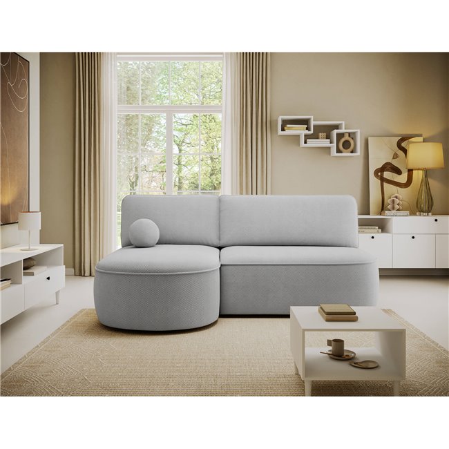Corner sofa Elivosa L, sleeping function, Calmora 04, grey, H93x220x144cm