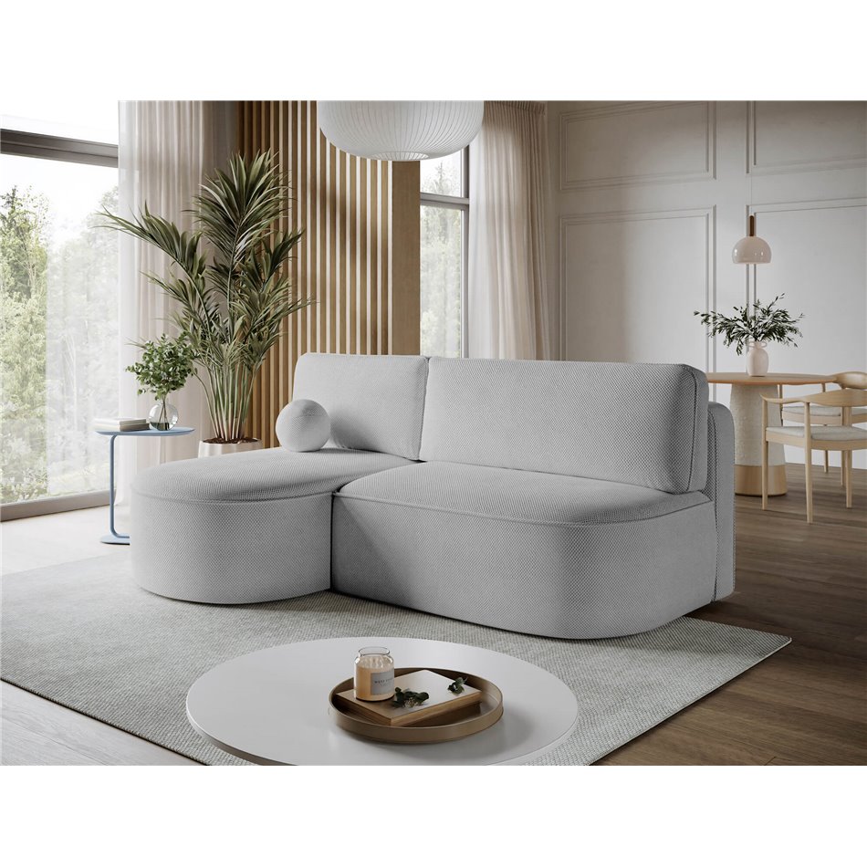Corner sofa Elivosa L, sleeping function, Calmora 04, grey, H93x220x144cm