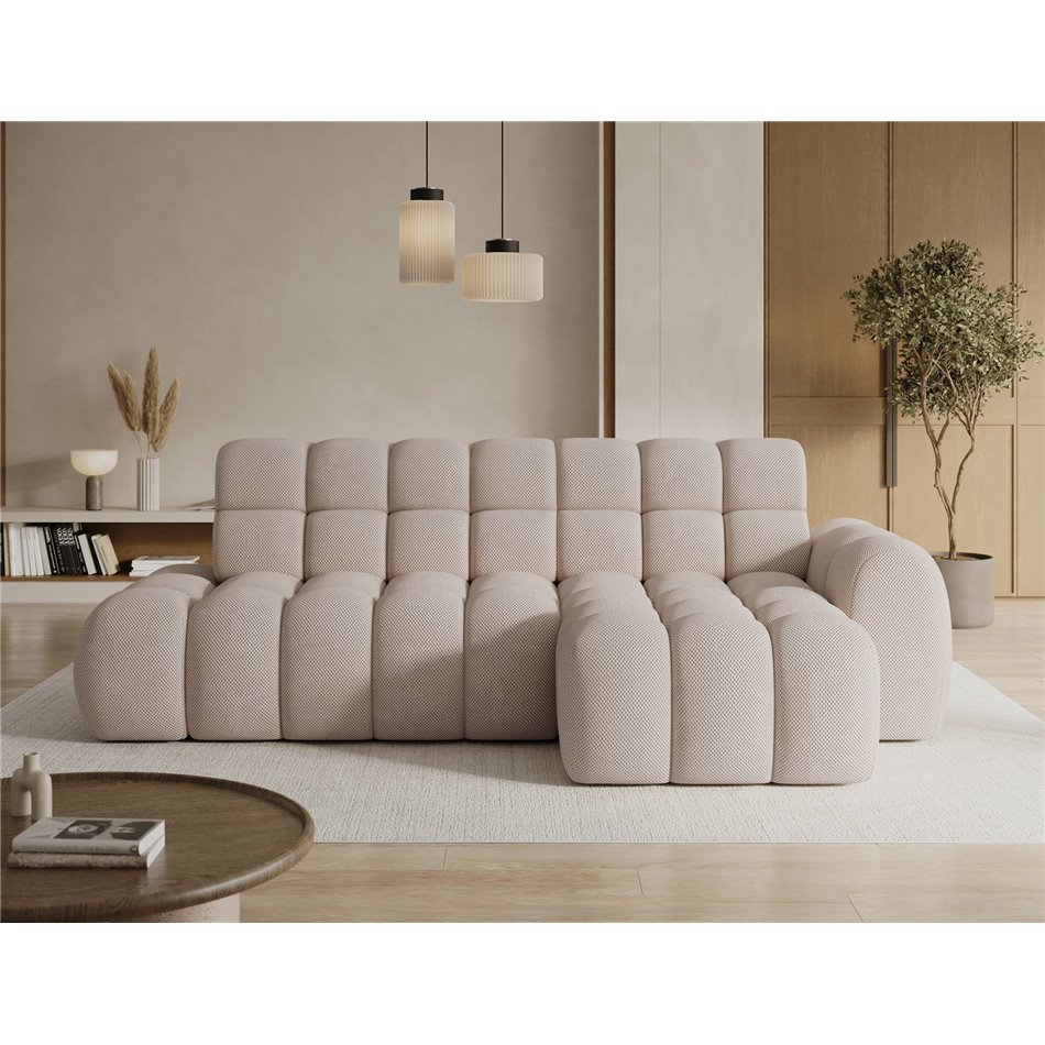 Corner sofa Eleedro R, electrically extendable, Calmora 18, beige, H98x283x165cm