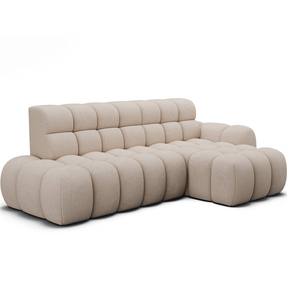 Corner sofa Eleedro R, electrically extendable, Calmora 18, beige, H98x283x165cm