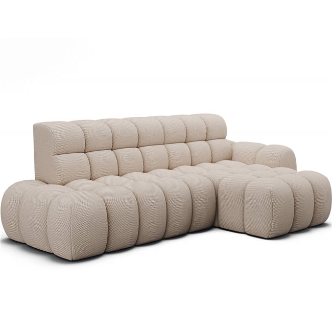 Corner sofa Eleedro R, electrically extendable, Calmora 18, beige, H98x283x165cm