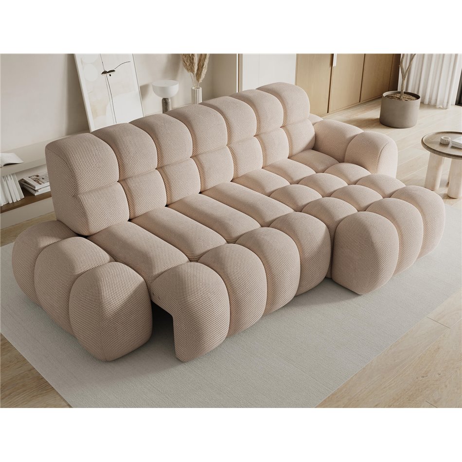 Corner sofa Eleedro R, electrically extendable, Calmora 18, beige, H98x283x165cm