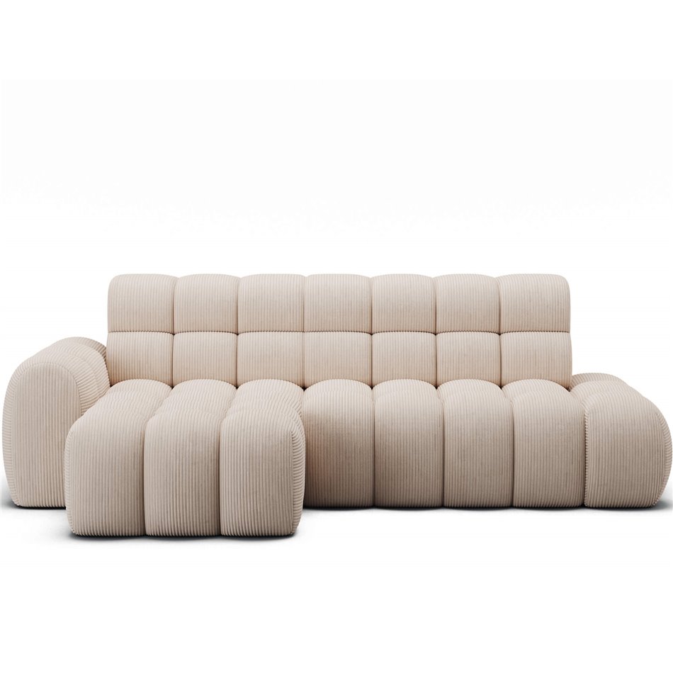 Corner sofa Eleedro L, electrically extendable, Jarell 20, corduroy, beige, H98x283x165cm