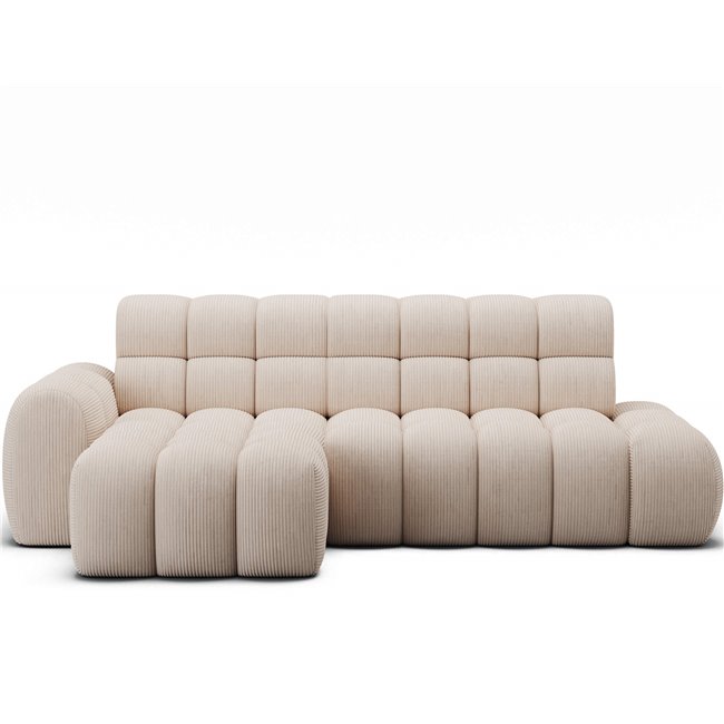 Corner sofa Eleedro L, electrically extendable, Jarell 20, corduroy, beige, H98x283x165cm