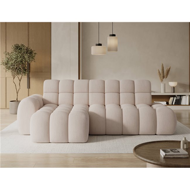 Corner sofa Eleedro L, electrically extendable, Jarell 20, corduroy, beige, H98x283x165cm