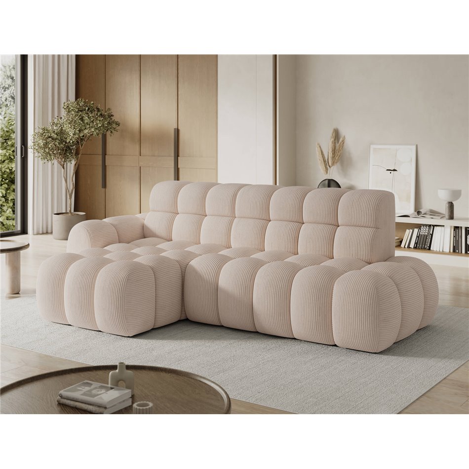 Corner sofa Eleedro L, electrically extendable, Jarell 20, corduroy, beige, H98x283x165cm