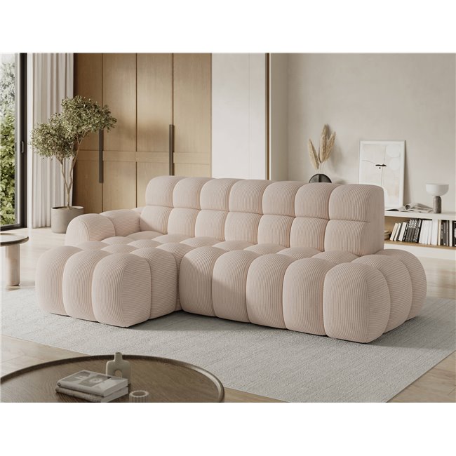Corner sofa Eleedro L, electrically extendable, Jarell 20, corduroy, beige, H98x283x165cm