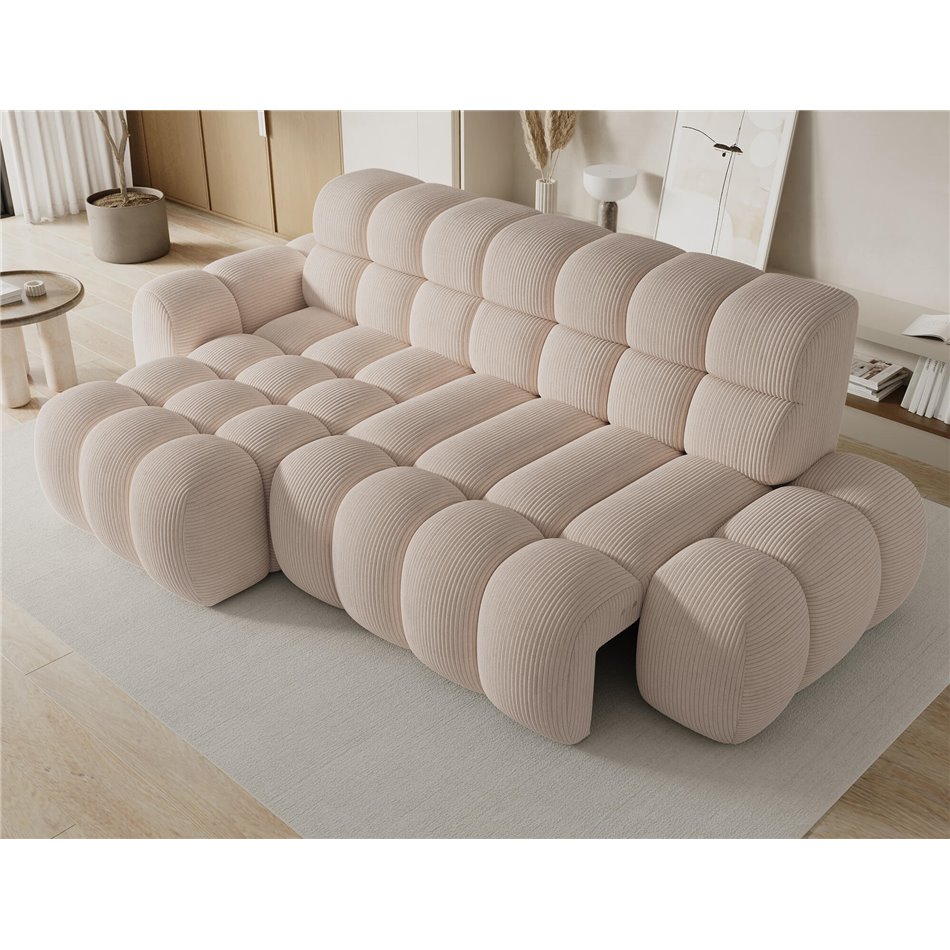 Corner sofa Eleedro L, electrically extendable, Jarell 20, corduroy, beige, H98x283x165cm
