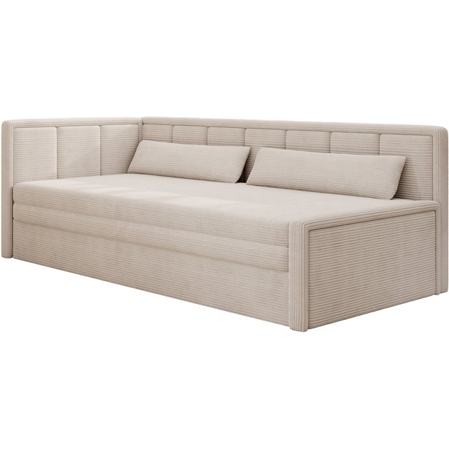 Sofa bed Elfulgeo L, sleeping function, Jarell 18, corduroy, beige, H77x214x82cm