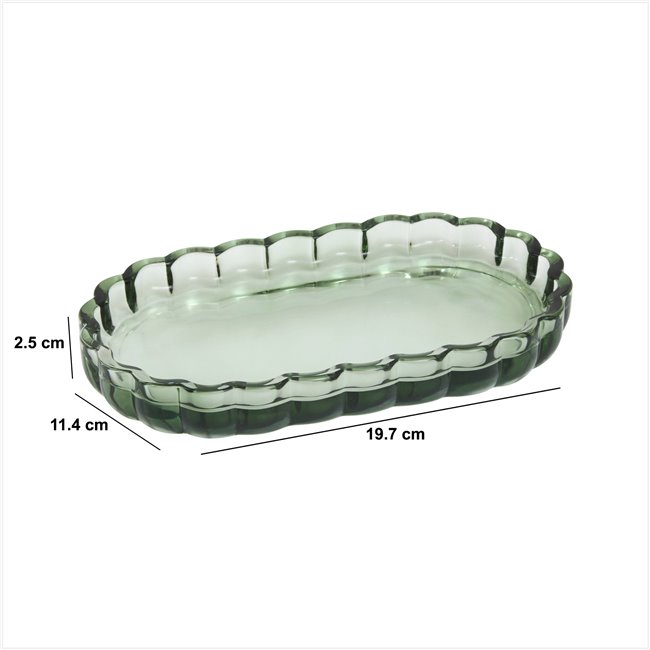 Soap dish GREEN FLOREA, H2.5x19.7x11.4cm