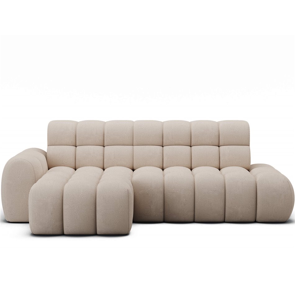 Corner sofa Eleedro L, electrically extendable, Calmora 18, beige, H98x283x165cm