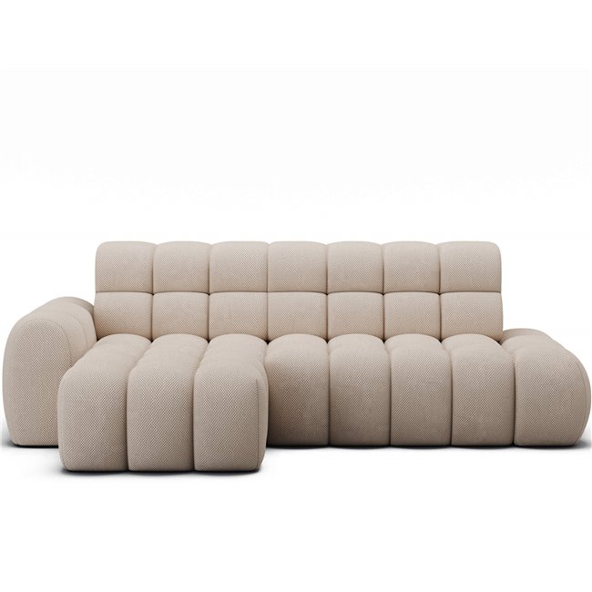Corner sofa Eleedro L, electrically extendable, Calmora 18, beige, H98x283x165cm