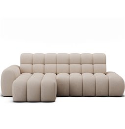 Corner sofa Eleedro L, electrically extendable, Calmora 18, beige, H98x283x165cm