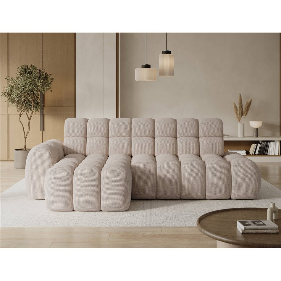 Corner sofa Eleedro L, electrically extendable, Calmora 18, beige, H98x283x165cm