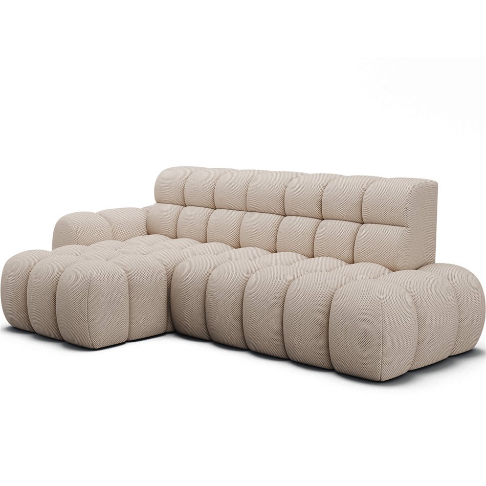 Corner sofa Eleedro L, electrically extendable, Calmora 18, beige, H98x283x165cm