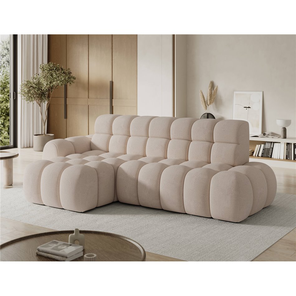 Corner sofa Eleedro L, electrically extendable, Calmora 18, beige, H98x283x165cm