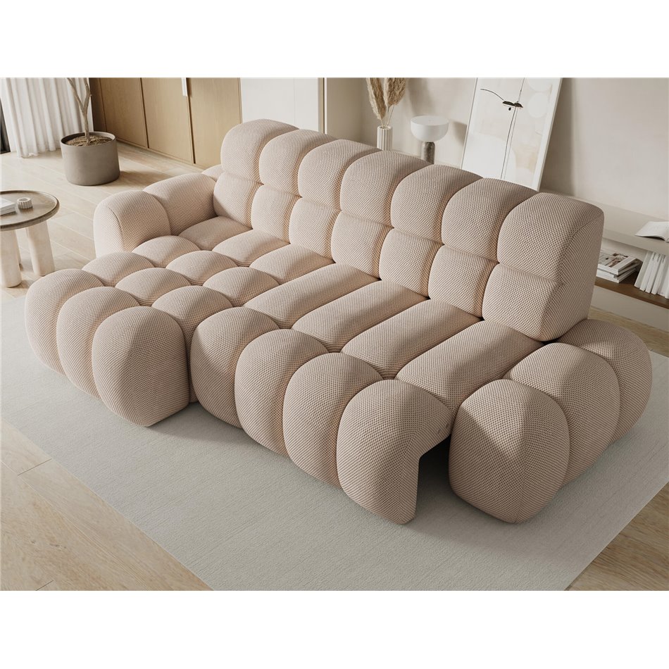 Corner sofa Eleedro L, electrically extendable, Calmora 18, beige, H98x283x165cm
