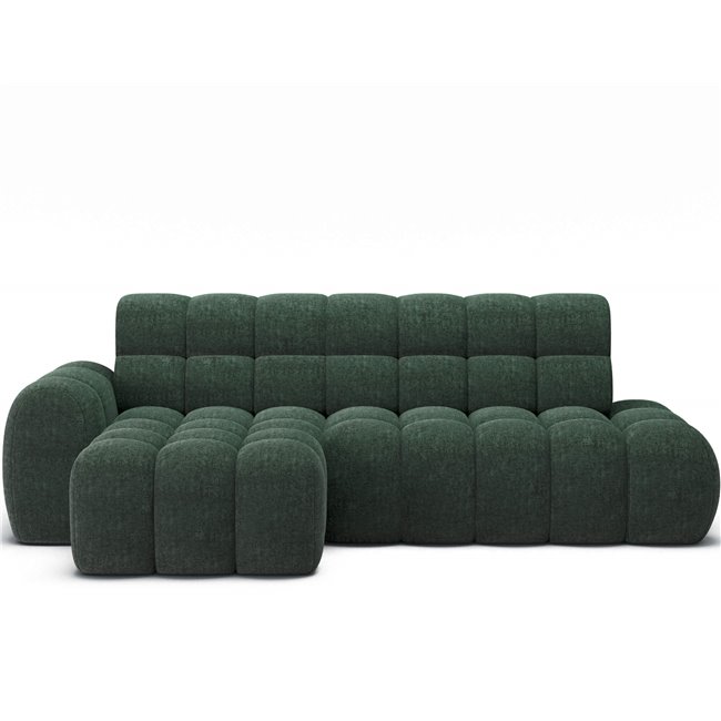 Corner sofa Eleedro L, electrically extendable, Amore 35, boucle, green, H98x283x165cm