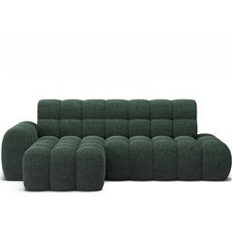 Corner sofa Eleedro L, electrically extendable, Amore 35, boucle, green, H98x283x165cm