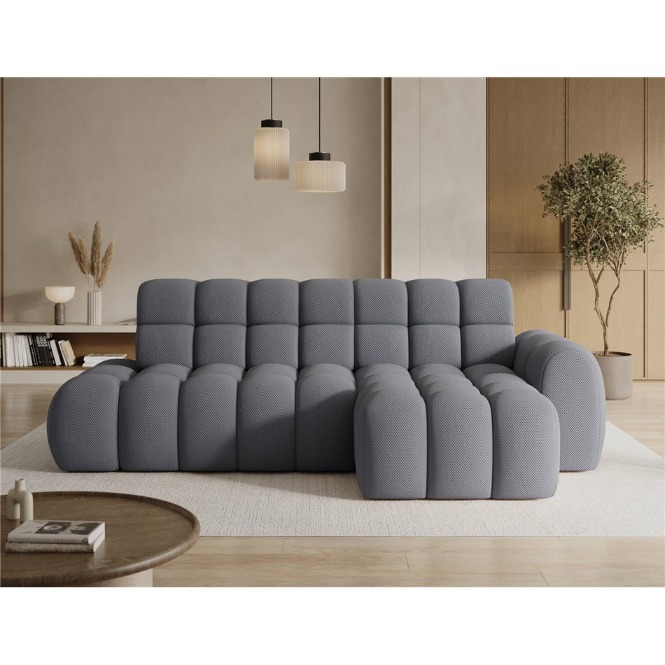 Corner sofa Eleedro R, electrically extendable, Calmora 05, grey, H98x283x165cm
