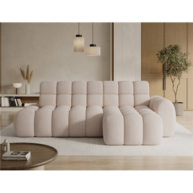 Corner sofa Eleedro R, electrically extendable, Jarell 20, corduroy, beige, H98x283x165cm