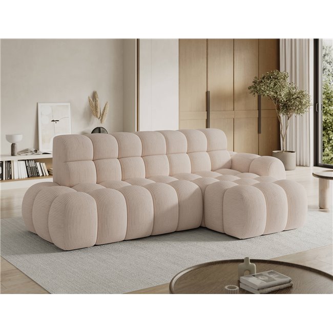 Corner sofa Eleedro R, electrically extendable, Jarell 20, corduroy, beige, H98x283x165cm
