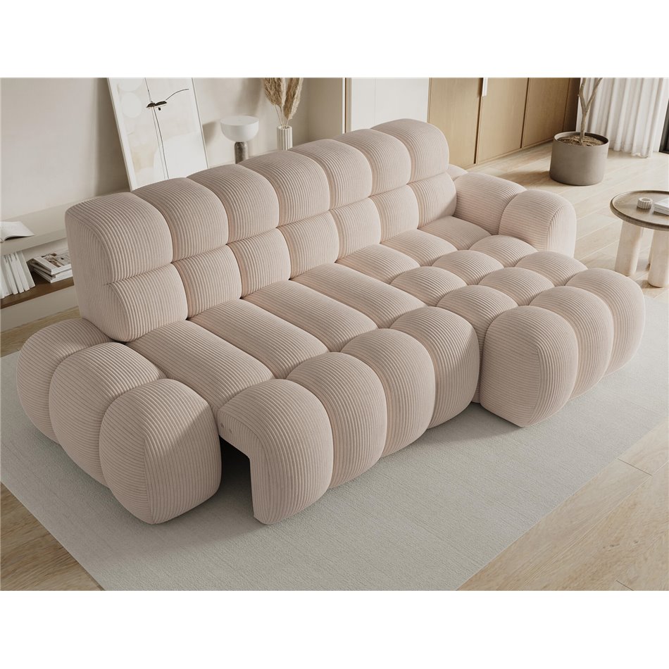 Corner sofa Eleedro R, electrically extendable, Jarell 20, corduroy, beige, H98x283x165cm