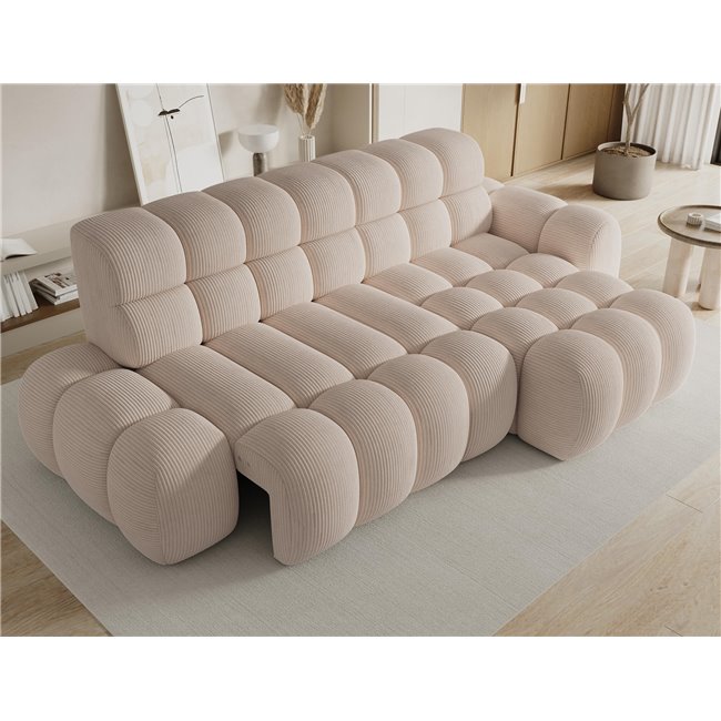 Corner sofa Eleedro R, electrically extendable, Jarell 20, corduroy, beige, H98x283x165cm