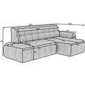 Corner sofa Eleedro R, electrically extendable, Jarell 20, corduroy, beige, H98x283x165cm