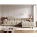 Corner sofa Elferlo R, sleeping function, Aura 18, velvet, beige, H93x285x181cm