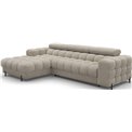 Corner sofa Elferlo L, sleeping function, Aura 18, velvet, beige, H93x285x181cm