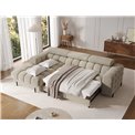 Corner sofa Elferlo L, sleeping function, Aura 18, velvet, beige, H93x285x181cm