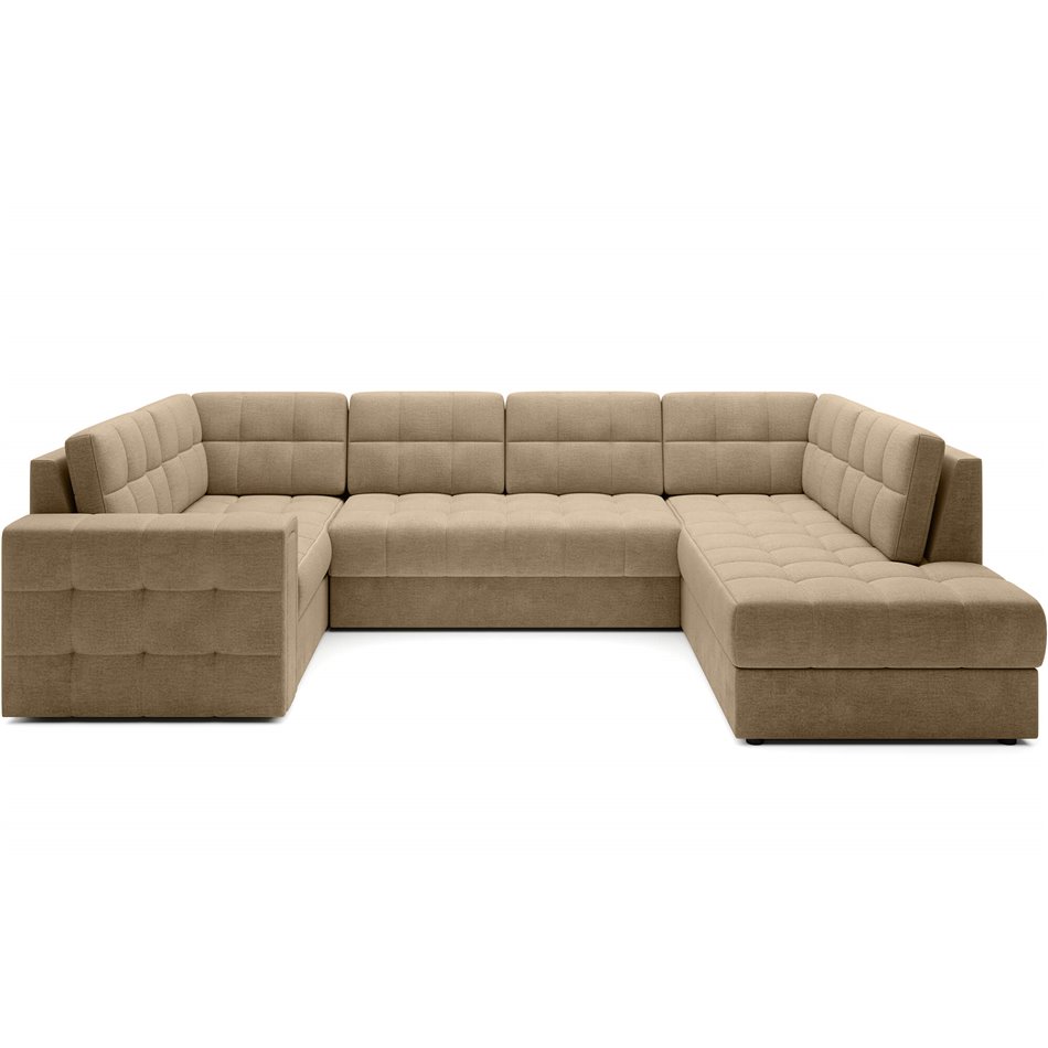 Corner sofa Elewett R, sleeping function, Monolith 09, velvet, light brown, H82x299x198cm