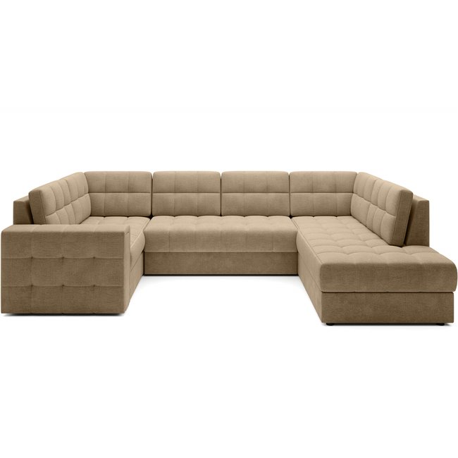 Corner sofa Elewett R, sleeping function, Monolith 09, velvet, light brown, H82x299x198cm