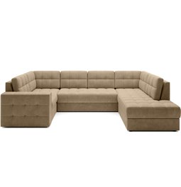 Corner sofa Elewett R, sleeping function, Monolith 09, velvet, light brown, H82x299x198cm