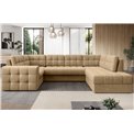 Corner sofa Elewett R, sleeping function, Monolith 09, velvet, light brown, H82x299x198cm