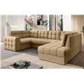 Corner sofa Elewett R, sleeping function, Monolith 09, velvet, light brown, H82x299x198cm