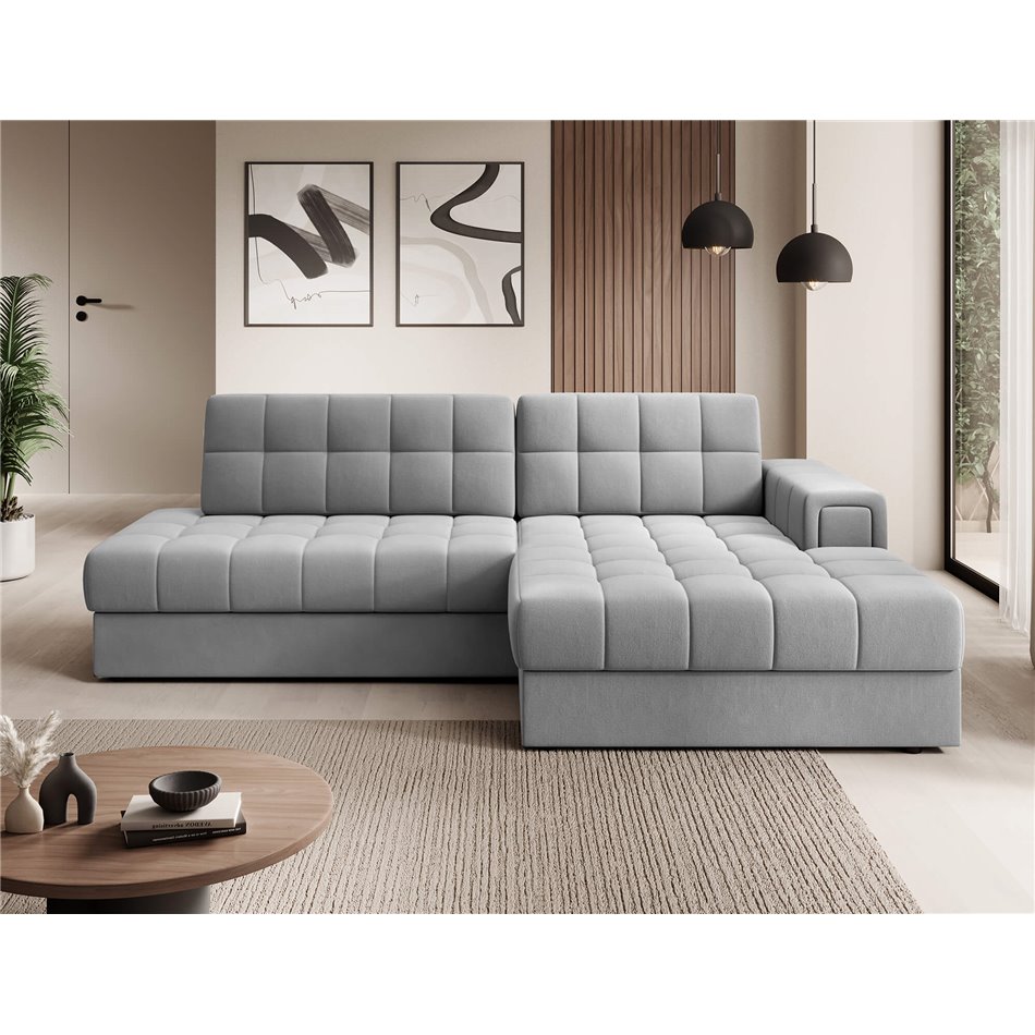 Corner sofa Elezalt R, sleeping function, Sola 04, grey, H82x240x150cm